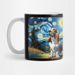 Starry Basset Hound Dog Portrait - Pet Portrait Mug